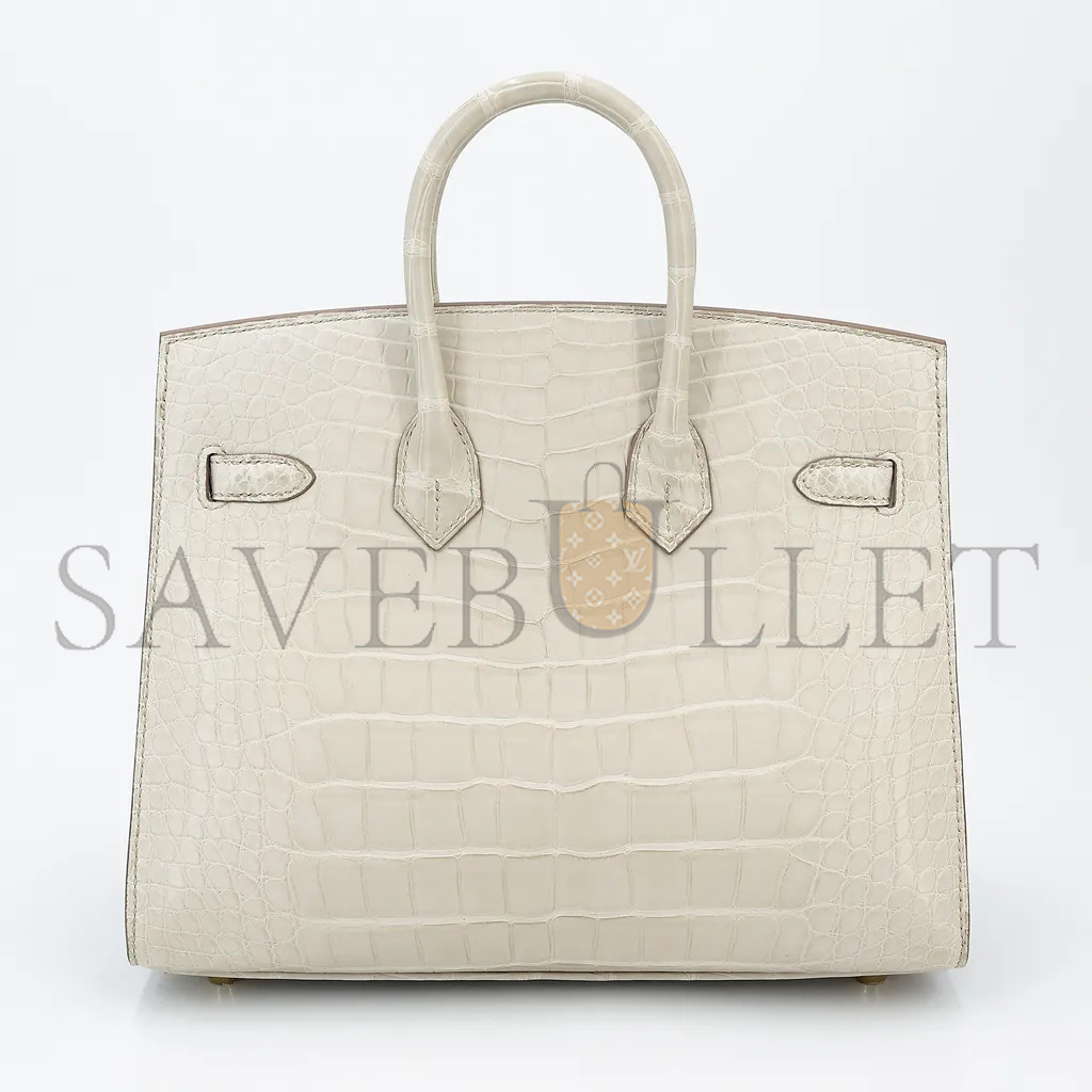 HERMÈS MASTER BIRKIN 30 CROCODILE LEATHER MILKSHAKE WHITE SILVER BUCKLE H041367CKA6 (30*22*16cm)